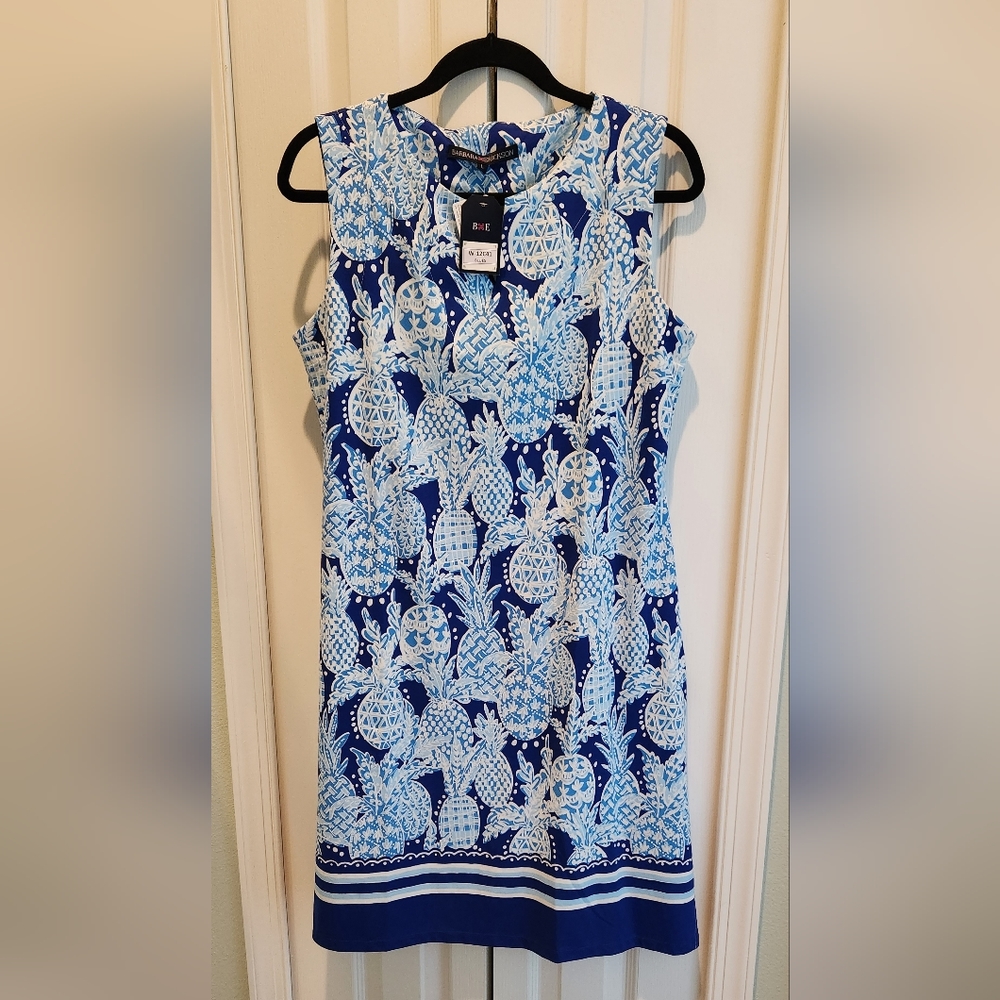 Barbara Erickson blue pineapple tropical dress size large